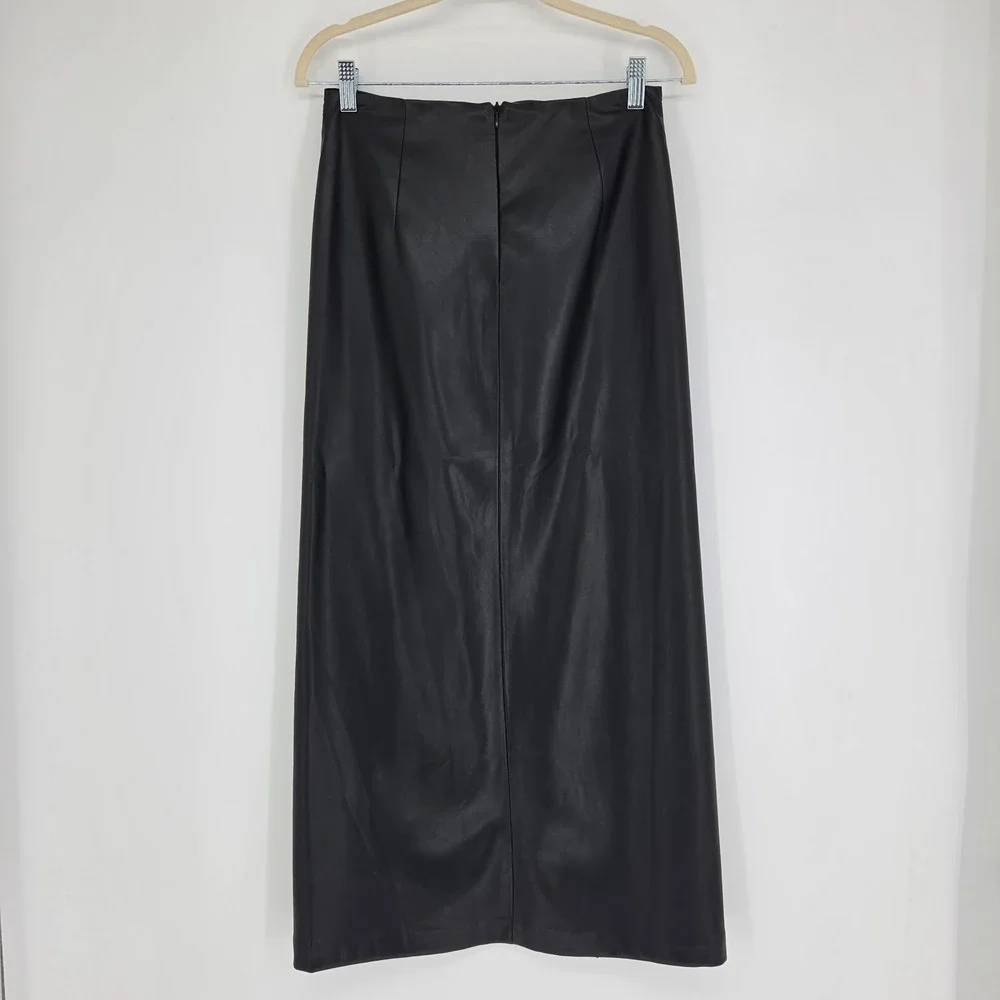 Mango Knotted Faux Leather Maxi Skirt Small Minimalist Winter Whimsigoth Black